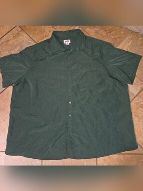 Green 3XL Harbor Bay Men's Casual Button Down Checkered Texture Shirt